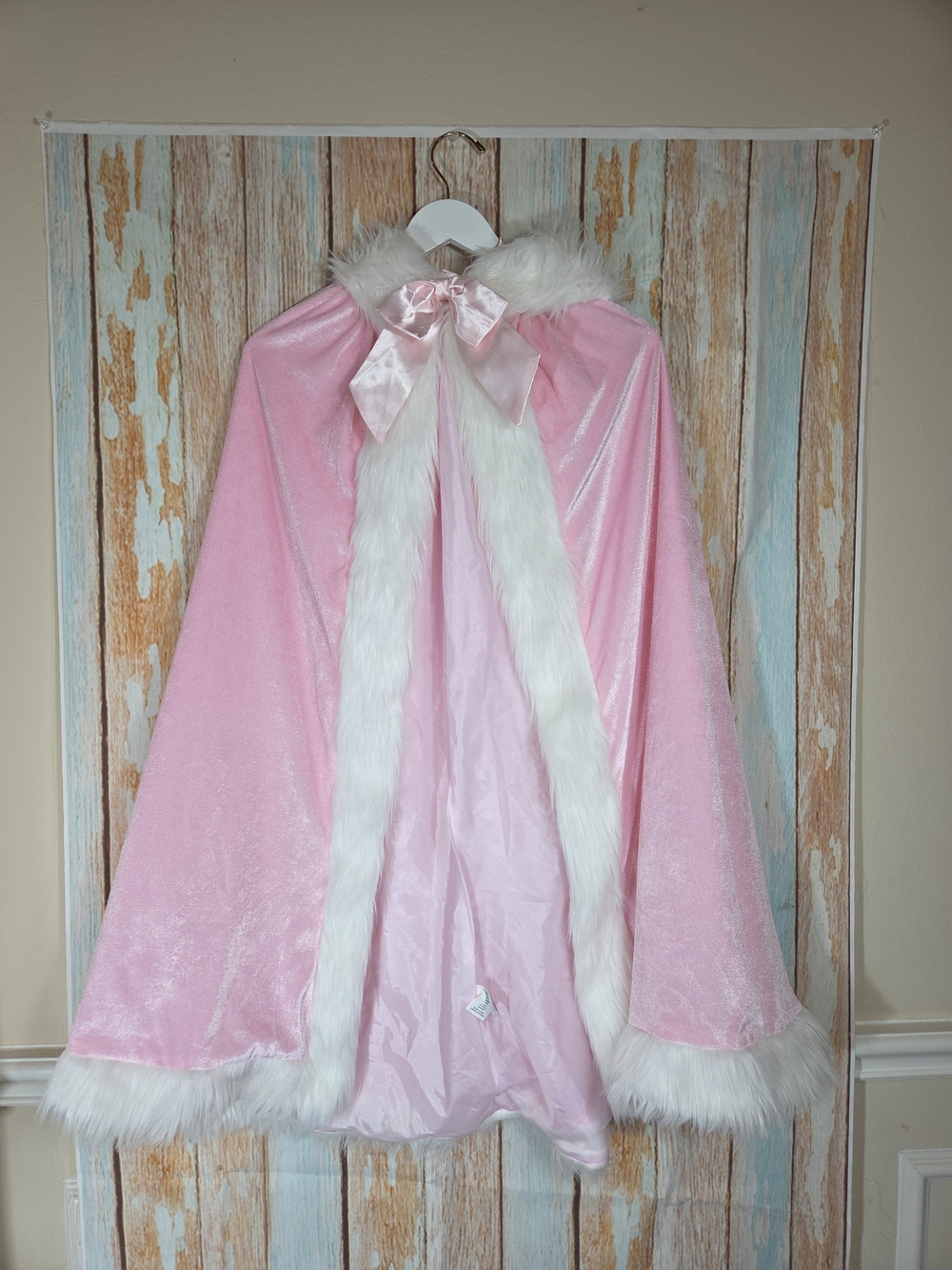 Pink Faux Fur Trim Cape Shawl Wrap Princess Costume Holiday Party Size 5